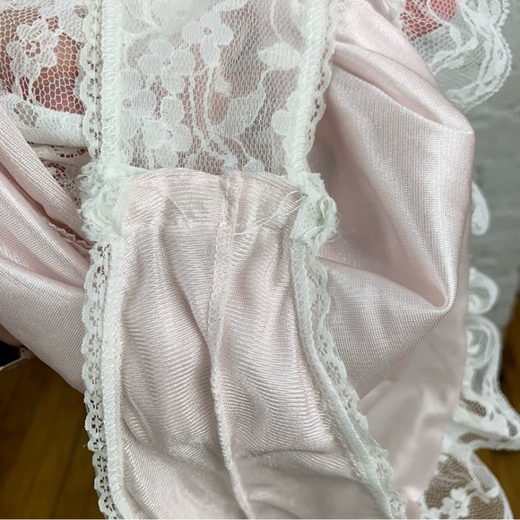 VTG 80s Inner Most Pink Lace Bow Floral Ruffle Bodysuit Lingerie Nightie Teddy S - Picture 11 of 12